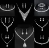 Waardevolle Lab Diamond Sieraden set Sterling Zilveren Bruiloft Ketting Oorbellen Voor Vrouwen Bruids Verlovingssieraden Cadeau H5W5 #