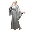 Grace Elastic Silk Like Satin Bath Robe For Women Golden Side Split Strap Högkvalitativ nattklänning klänning plus storlek Samma som bilden