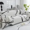 Linha preta chenille capa de sofá cobertor de pano universal completo toalha de sofá almofada à prova de poeira 240326