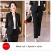 Kvinnors tvåbitar byxor 2024 Vår- och sommarkvinnor passar 2-stycken Set Professional Work Clothes Temperament Slim Female Blazer Casual