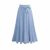 Casual streetwear plus size lg kjolar kvinnor sommarchiff snörning bow maxi kjol elegant sträcka hög midja stor swing faldas p2oj#