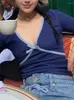 Koszule damskie Tossy kontrast w szyku w szyku w nokrotka T-shirt pullover przycięty y2k top letni elegancki długi rękaw kobiecy plony