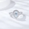 Pierścienie klastrowe Przyjazd prawdziwy solidny 925 STERLING SREBROWA Kobiety Kobiety Gra 1ct Moissanite Diamond Zaangażowanie