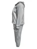 4xl 5xl LW Women Autumnwinter Plus Size Casual Plain Hooded Collar LG Sleeve Kangaroo Pocket Two Pieces Tracksuit Set V82W#