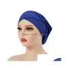 Beanie/Skull Caps Soft Underscarf Cross Elastic Inner Hat Jeresy Cotton Muslim Hijab Tube Bone Bonet Cap Islam Arabic Turban Dhgarden Dhkac