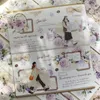 Present Wrap Yi'er Retro Purple Pink Washi/Pet Tape för Diary Collage Material Scrapbooking Transparenta Stickers Masking Tejp