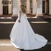 Jeheth Classic Satin Wedding Dres for Women 2023 Bride LG Sweevees Disticique Bride Bride بالإضافة إلى حجم A-Line Vestidos de Novia F6XD#