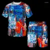 Męskie dresy Hip Hop T Shirt ITi Zestaw nadruku z krótkim rękawem Summer Casual T-shirt/Shorts/Dwuczęściowy garnitur 2023 Mass Men dostawa dhkxl