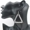 Boucles d'oreilles pendantes en forme de Triangle XSM, cristal blanc, perles rondes naturelles, pierres, boucles d'oreilles pour femmes et filles, bijoux à breloques, 1 paire