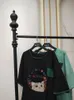 Camiseta Holgada C Bordado de Parche Para Mujer, Top de Cuello Reddo C Estampado de Gato Dibujos Animados, 150kg, Busto 152cm, 6xl, 7xl, 8 14nn#