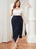 elegante plus size wrap heuprok met split 2024 Hot New R595#