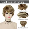 Nxy vhair wigs gnimegil syntetic för kvinnor brun blanda blond kort peruk med lugg skikt bob mamma cosplay familje party daglig användning 240330