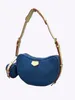 2024 Designer Bolsa Mulheres M46856 Ombro Crossbody Sacos Clássicos Vintage Couro Underarm Half Moon Bolsa Denim Tecido Redondo Zipper Ervilha