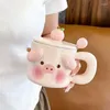 Tasses tasse avec couvercle cuillère mignon cochon Animal en céramique café thé lait tasse Couple cadeau d'anniversaire femmes amis amoureux