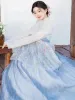 New Blue Hanbok för kvinnor koreansk traditionell kostym minoritet palats prestanda domstol kläder fr bröllop fest dance dr 126e#