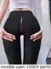 Leggings femininas zíper invisível Croth de ioga de gripes abertos PLUS PLUS TAMANHA CASAIS ALTA CAIS TRUSHERS ARTIBO DRAPA DAPAÇÃO DAPAÇÃO CLOT DAKP