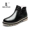 Wanderschuhe 2024 MILANAO Winter Herren Plus Samt Leder Reißverschluss Wasserdicht Warm Für Herren Gentleman Cool Schwarz