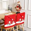 Capas de cadeira Red Xmas Chapéu Capa Natal Papai Noel Decoração para Ano Decoração Decoração Home Mesa Jantar Back Pano