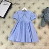 Gglies lujo niños verano elegante manga de burbuja solapa pequeña vestido juguetón falda de princesa extranjera