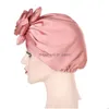 Beanie/Skull Caps New Satin Women King Flower Turban Hair Accessories Wedding Chemo Beanie Hat Ladies Scarf Cap For Loss Fas Dhgarden DHX4Y