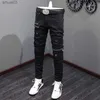 Jeans masculin jeans mode homme jean noir élastique pantal punk serré jeans élastique jeans pour hommes