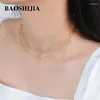 Hängen Baoshijia Filigree Solid 18k Yellow Gold Necklace Torques Ripple Jewelry Ladies Unique Wedding Luxurious 3.2gram