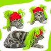 Abbigliamento per cani Cappello morbido per animali domestici Inverno caldo divertente con esilaranti capelli finti coda di cavallo elastico design antiscivolo materiale termico per