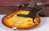 Custom Shop 140 34 Taille 2275quot Échelle courte Vintage Sunburst Semi Hollow Body Guitare électrique Double F Trous Double Noir P 98401867