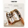 Kosmetiktaschen Reise-Make-up-Tasche Wasserdichte tragbare Tasche Offener flacher Toilettenartikel-Make-up-Organizer mit Trennwand und Griff