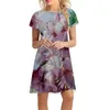 Casual Dresses Short Sleeve Summer 3D Print Women's Dress Crewneck Petite for Women
