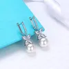 Pendientes en forma de U chapados en oro de 18K de marca de lujo, pendientes de corazón con letras de diseñador, pendientes de perlas simples para mujer, joyería de boda 167c