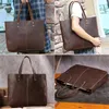 Sacs de soirée Highend Big A4 Vintage Brown Véritable Crazy Horse Cuir 15,6 '' Ordinateur portable Hommes Femmes Épaule Sac à main Cowhide Femme Tote M6590