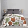 Blankets Coconuts Top Quality Comfortable Bed Sofa Soft Blanket Coconut Tropical Leaves Leaf Tropic White Background Fruit Summer Aloha