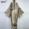 WINYI Urlaub Boho bedrucktes langes Kimono-Kleid Bikini-Wickel-Vertuschungen Damen Sommerkleidung Strandkleidung Badeanzug-Vertuschung Kimono 240315