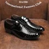 Robe chaussures hommes crocodile grain cuir bureau d'affaires slip-on fête de mariage mocassins décontractés designer pour