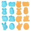 Bakning formar 4st Happy Easter 3D Egg Biscuit Mold Plastic Tool Cookie Cutter Fondant Party Diy Cake Decoration