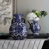 Вазы сине-белые керамические для цветов Большая ваза для украшения Высокотемпературные горшки для обжига Растения Универсальный цветок
