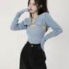 Women's T Shirts 2024 Solid Color Two-Piece Sweet Tops Fashion Ladies Camis Clothing Autumn Winter T-shirts Cardigan Pullovers