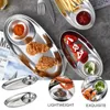 Bowls 2 PCS Condiment Sauce Dish Cheese Container Chip & Dip Serving Stainless Steel Dipping
