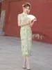 Этническая одежда Cheongsam Qipao платье без рукавов с глубоким вырезом в китайском стиле ретро улучшенная висящая сексуальная приталенная девушка