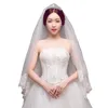 Lantejoulas femininas Edge Bride Wedding Fingertip Comprimento Two-Tier / 2T Lace Bridal Hair Accories Tulle Veil E1kz #