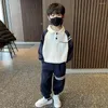 Giyim Setleri Sonbahar Kış Moda Polo Yakası Uzun Kollu Çocuklar Günlük Çok Yönlü Batı Stil Kore Edition Gevşek Çocuk Seti
