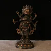 Dekorative Figuren, tibetische Sammlung, sechsarmige Mahakala-Buddha-Statue, Buddhismus, Kunsthandwerk, 33 cm