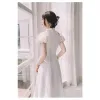 Ethnic Clothing High Quality Off Shoder Lace Pearl Puff Sleeve Gown Cheongsam Women Y Halter Neck Engagement Party Qipao Drop Delivery Otpr3