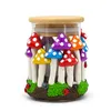 1pc,4.5in,Handmade Kneading Polymer Clay Tobacco Canister With Cartoon Mushroom,Borosilicate Glass Smoking Ashtray With Bamboo Cover,Glass Vase,Home Decorations