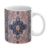 Muggar Sarouk Antique West Persian Rug Print White Mug Ceramic Creative Vintage Carpet Oriental Ethnic Geom