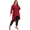 Plus Taille Lg Manches Élégant Printemps Automne Tunique Tops Femmes Lg Hi Low Fit Flare Swing Blouse Grande Taille Lâche T-shirt 6XL 7XL 21Hb #