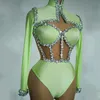 7 couleurs Drag Queen Outfit Femmes Rhinestes Stretch Body Sexy Pole Dance Vêtements Dj DS Gogo Dancer Costume Rave Wear 7761 b0zo #