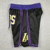 Mens'los''angeles''lakers''shortsバスケットボールレトロメッシュ刺繍カジュアルアスレチックジムチームショーツ009