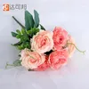 Flores decorativas artificiais 6 cabeças maria rosa atacado decoração de casamento plástico de seda flor artificial para sempre